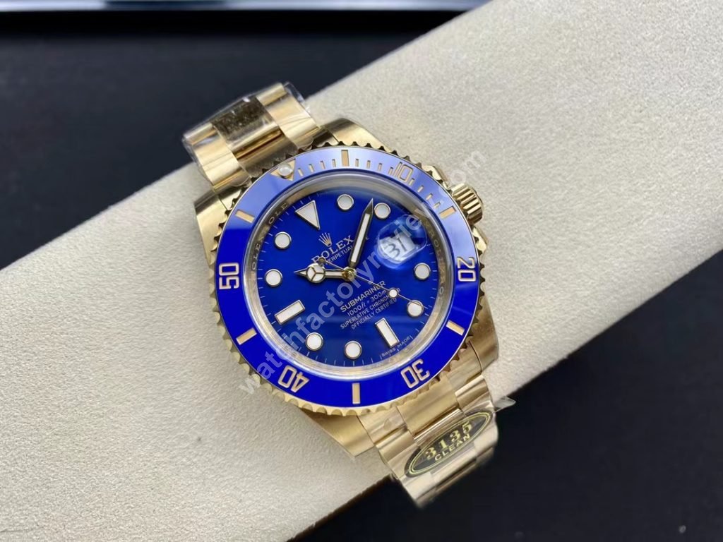 Rolex Submariner Gold Blue 3135 Replica by Clean Factory Review